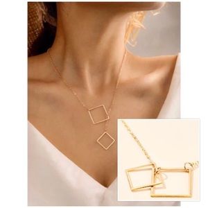 Free People Linked Geometric Squares Necklace